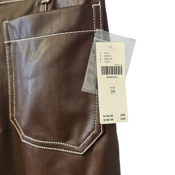 Anthropologie Maeve The Colette Faux-Leather Top-Stitch Crop Wide-Leg Pants, 29 - Picture 8 of 10